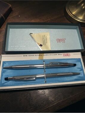 Vintage Cross Chrome 3501 Ball Pen and Pencil Set